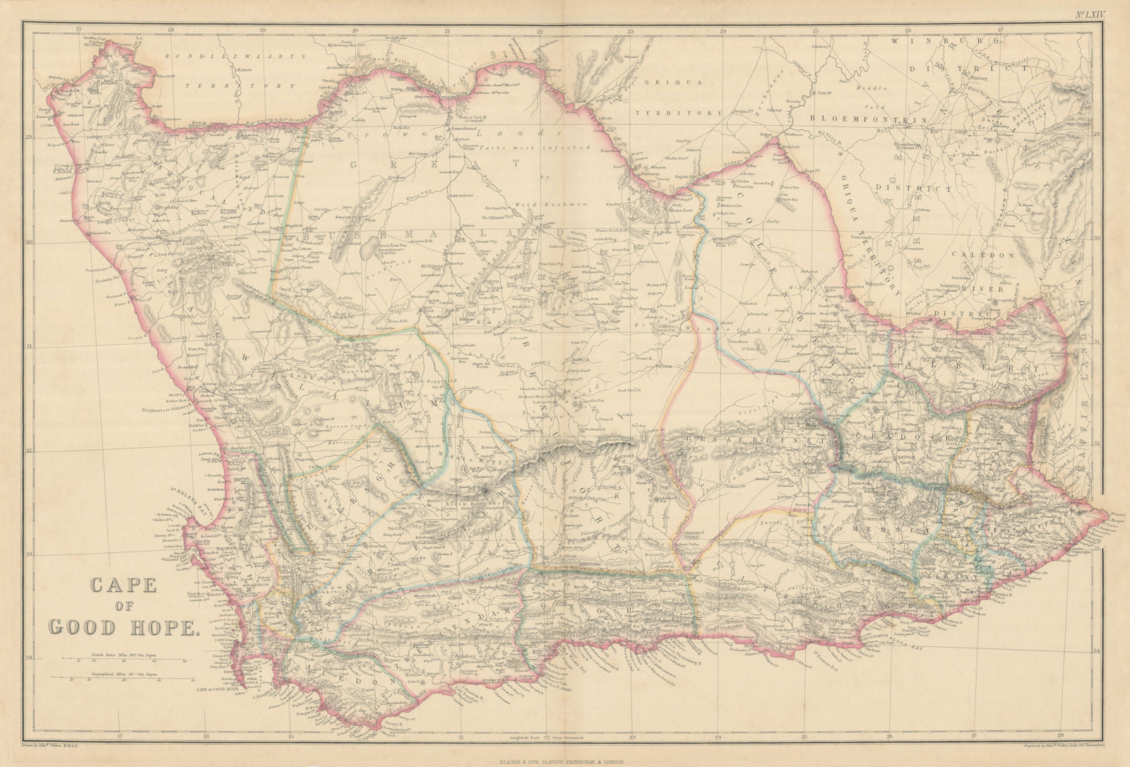 Cape of Good Hope by Edward Weller. South Africa 1860 old antique map chart